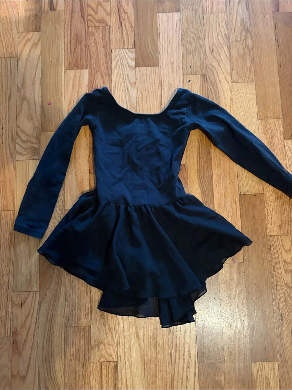 Black Long-Sleeve Skater Dance Dress for Girls